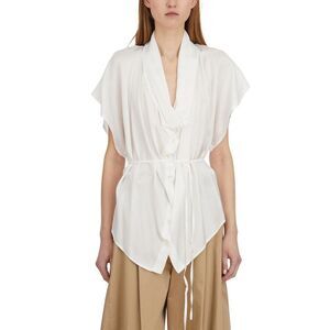 COLLECTION PRIVEE Asymmetric Draped Button-Up Shirt Women WHITE Shirts
